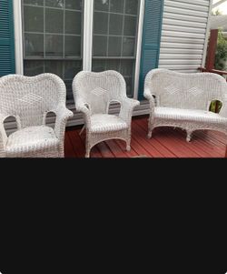 White Wicker Patio Furniture Set – 3 Pieces