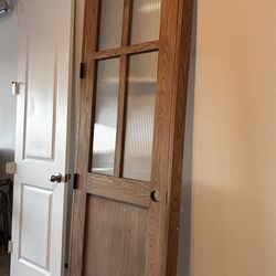 Solid White Oak Interior Door – New -8 ft Tall – With Frame, Hinges & Textured Glass