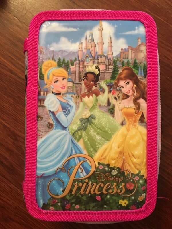 Disney Princess art supplies in double zip case