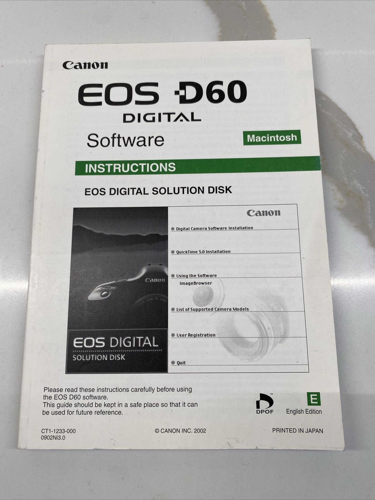 Original Canon EOS D60 Digital Camera User Instruction Manual For Mac & Windows