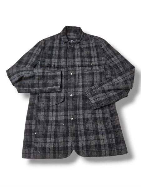 Marc Ecko Military Wool Blend Utility Coat Plaid Jacket Mens Large Quilted Lined