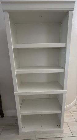 White Wood Bookcase with Adjustable Shelves