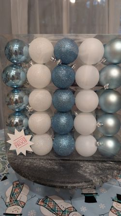 New Blue & White Shatter Proof Christmas Tree Balls