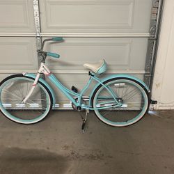 schwinn women's legacy 26 cruiser bike blue white