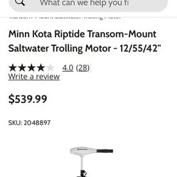 Minn Kota Rip Tide Transom Mount 55 