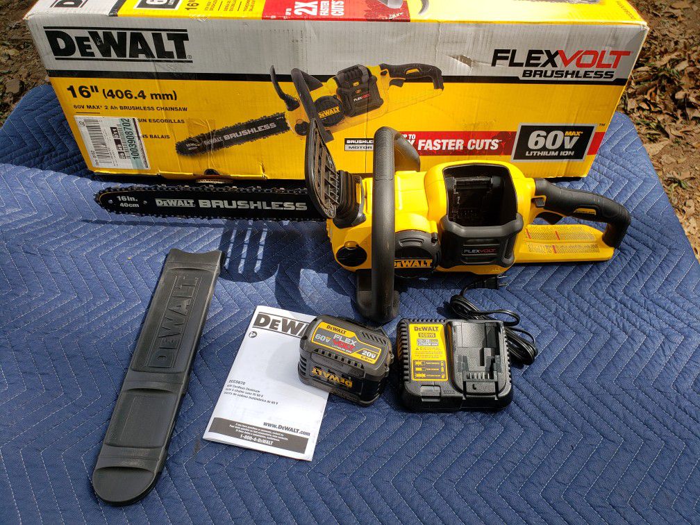DEWALT 60-Volt MAX Lithium-Ion Cordless FLEXVOLT Brushless 16 in. Chainsaw w/ (1) 6.0Ah Battery and Charger