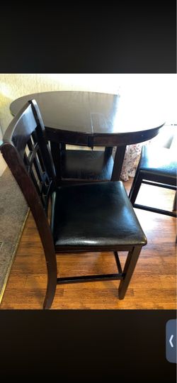 Dark Wood Round Dining Table with Chairs