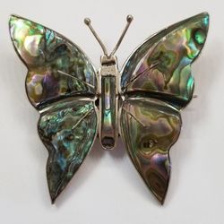 Butterfly Pin Sterling Silver And Abalone 