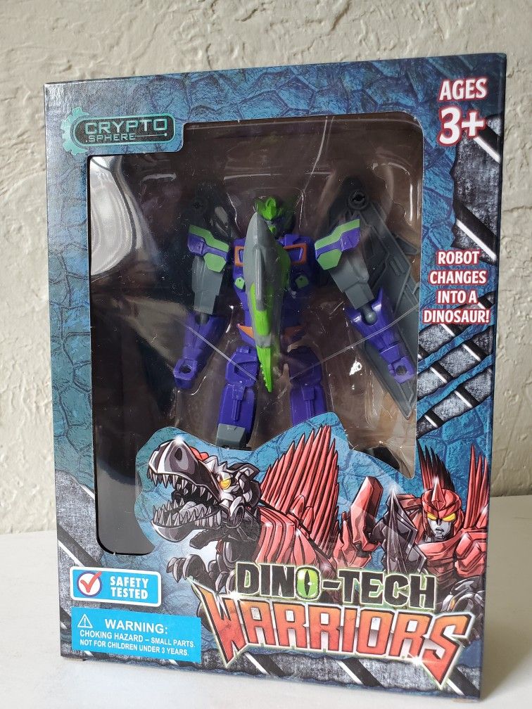 Dino-Tech Warriors Battle Pack Robot Transforms To Dinosaur Epic 8" ACTION Purple Green