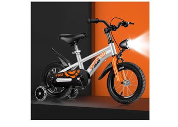 Kids Bike with Training Wheels,Light,and Hand& Foot Brake,12 Inch Bicycle with Adjustable Seat,Safe Chain Gurad,Stable Wide Tire ,Sturdy Frame,Simple