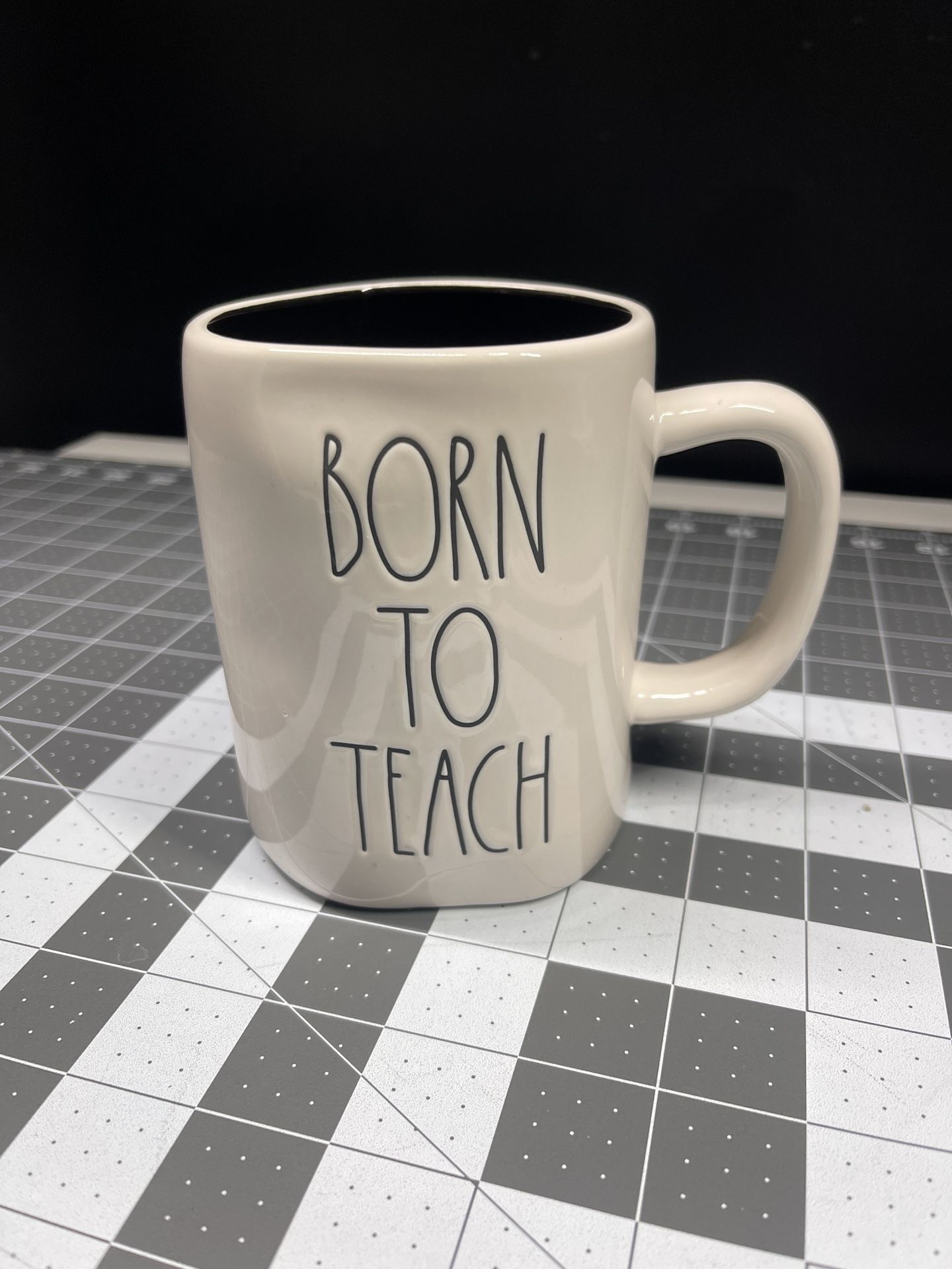 NEW Rae Dunn ‘BORN TO TEACH’ Mug White w/ Black Inside. Limited Online