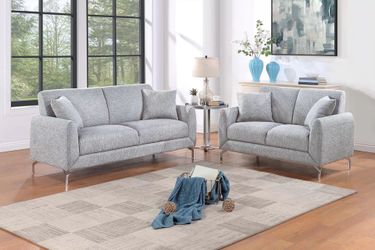 Brand New Grey Modern Style Sofa &Loveseat