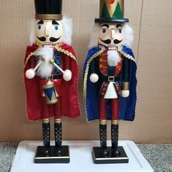 2 Wooden Nutcracker Figurines
