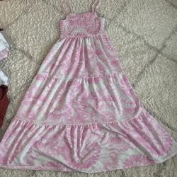 Girls Pink Tie Dye Dress
