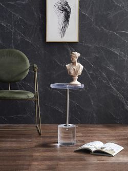 Artmaze 12" Clear Acrylic End Table, Pedestal,Modern Round Table