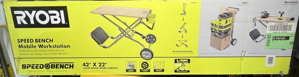 RYOBI SPEED BENCH 2-in-1 Mobile Workstation & Cart – Brand New In Box (Model STM202)