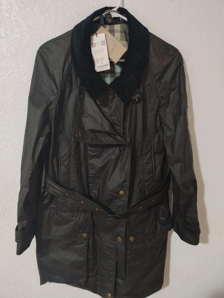 Burberry Calverhall Waxed Cotton Jacket Dark Olive
