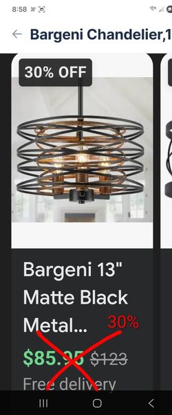 30% Off PRICE Lighting! Bargeni Chandelier 13" Dining Room Light