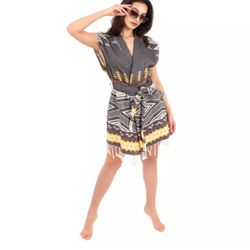Cover Up-Luxury Peshtemal Short Robe Swimsuit Beach Coverups for Spa Pool