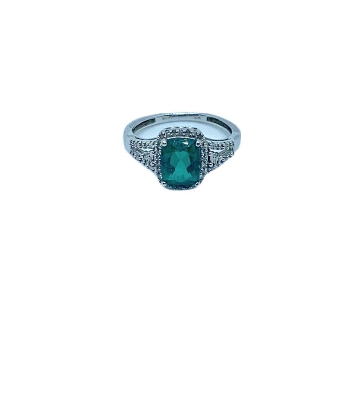 10k Chrome Diopside/Diamond ring
