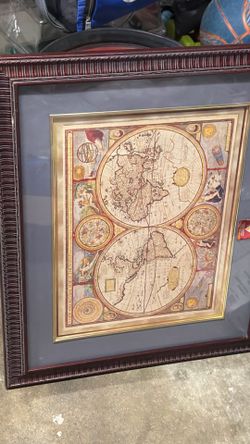 World map USA vintage rare collectible frame