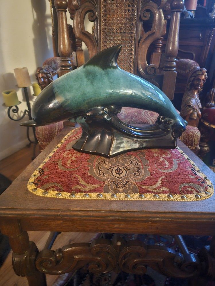 Beautiful Vintage Porcelain Dolphin On An Ocean Wave ! Circa 1960's! Great Condition!