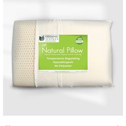 OrganicTextiles All-Natural Latex Pillow With Organic Cotton Cover (King Size, Medium), Helps Relieve Pressure, Sleeping Support, Back And Side Sleepe