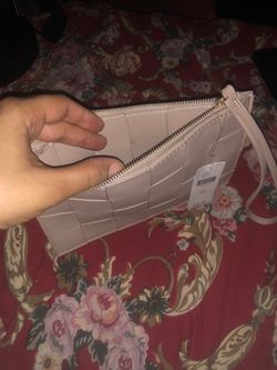 Blush Pink Woven Clutch Wristlet