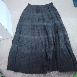 Large Black Maxi Skirt With Sequins