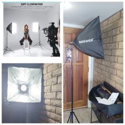 NEW Softbox Lighting Kit, 3 Pack UL Certified 5700K LED Lighting Bulbs, 24"x24"