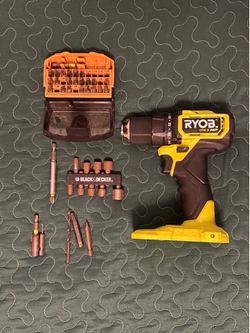 (TOOL ONLY) Ryobi one plugs drill and bits