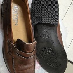 Exton Brown Leather Loafers Slip On Shoes Men Size 10 Made in Italy 43