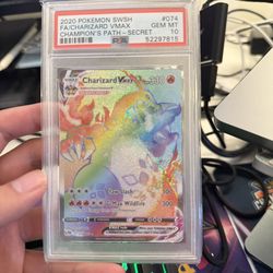 2020 Pokemon SWSH Champion's Patch Secret #074 FA Charizard VMAX PSA 10