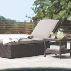 Home Decorators Collection Naples Brown All-Weather Wicker Outdoor Chaise Lounge with Putty Cushions