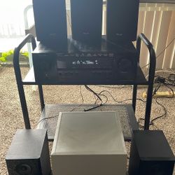 DENON BLUETOOTH  AVR  S540BT 4K AM FM  RECIEVER WITH REMOTE AND  5.2  CHANNEL HOME THEATRE SPEAKERS