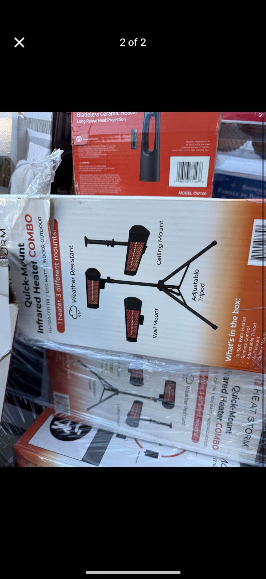 HEAT STORM Tradesman 1500-Watt Electric Outdoor Infrared Quartz Portable Space Heater with Tripod, Wall and Ceiling Mount New