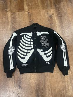 Civil regime Black & white skeleton varsity jacket size small