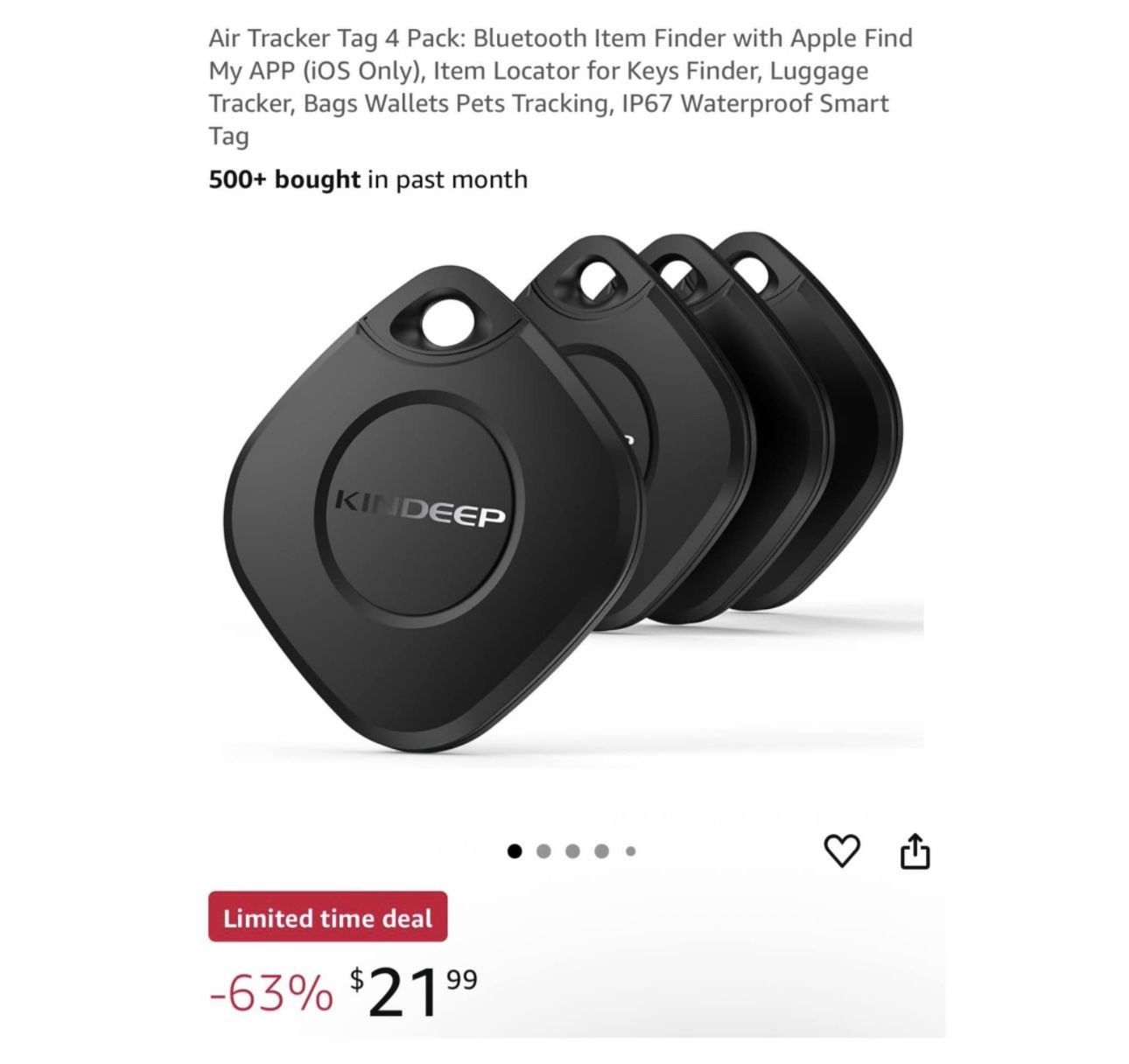 Brand new Air Tracker Tag 4 Pack: Bluetooth Item Finder with Apple Find My APP (iOS Only), Item Locator for Keys Finder, Luggage Tracker, Bags Wallets