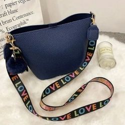 Blue Color Faux Leather Purse 