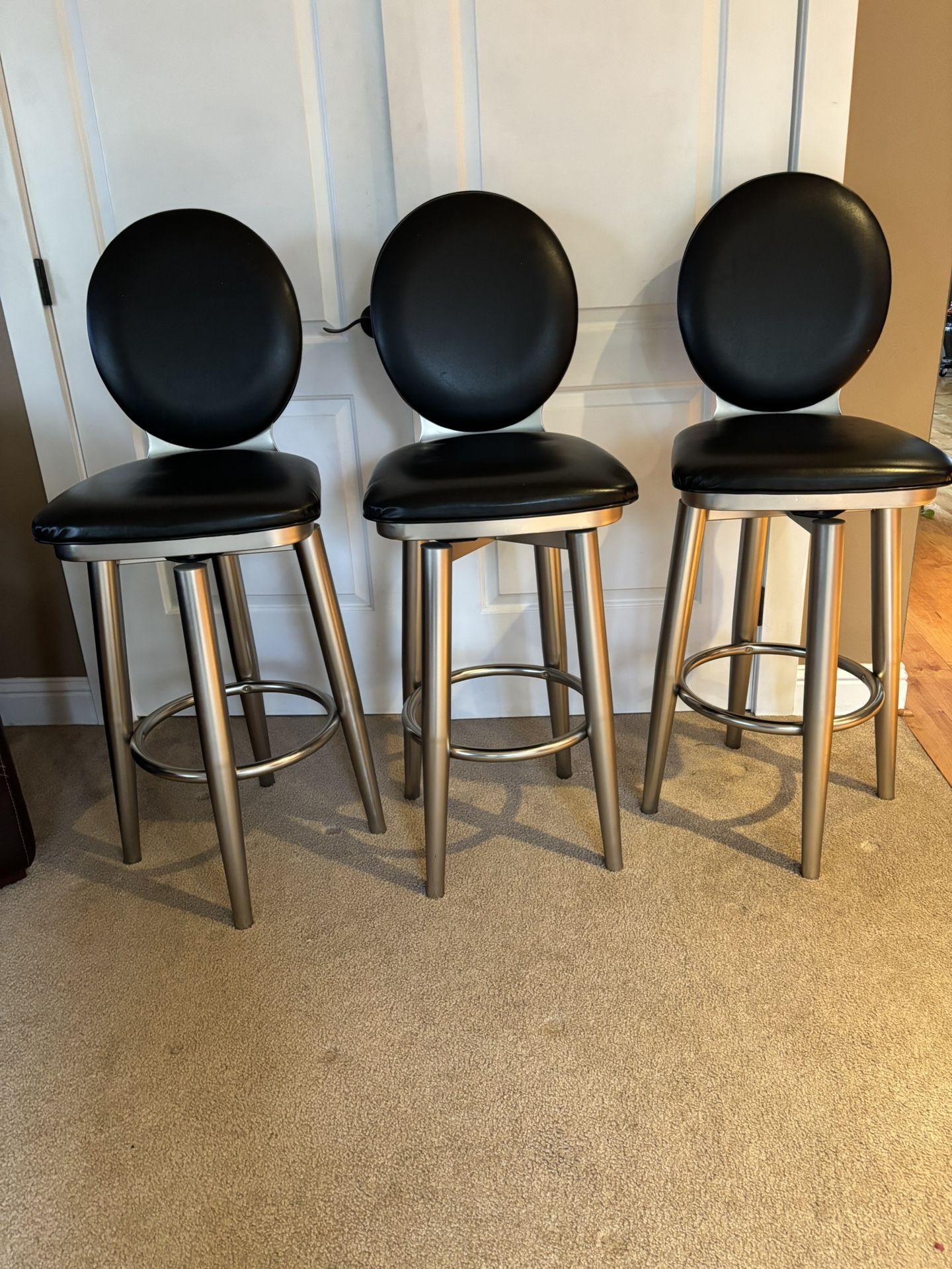 Leather Bar Stools Set Of 3