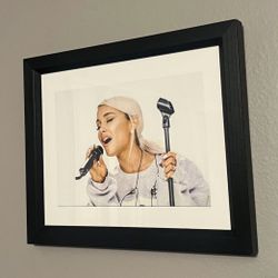 Ariana Grande Singing Music Celeb Black Framed Art Print 10”x12” Wall Room Studio Home Decor