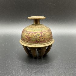 Antique Indian Engraved Brass Claw Prayer Bell India 