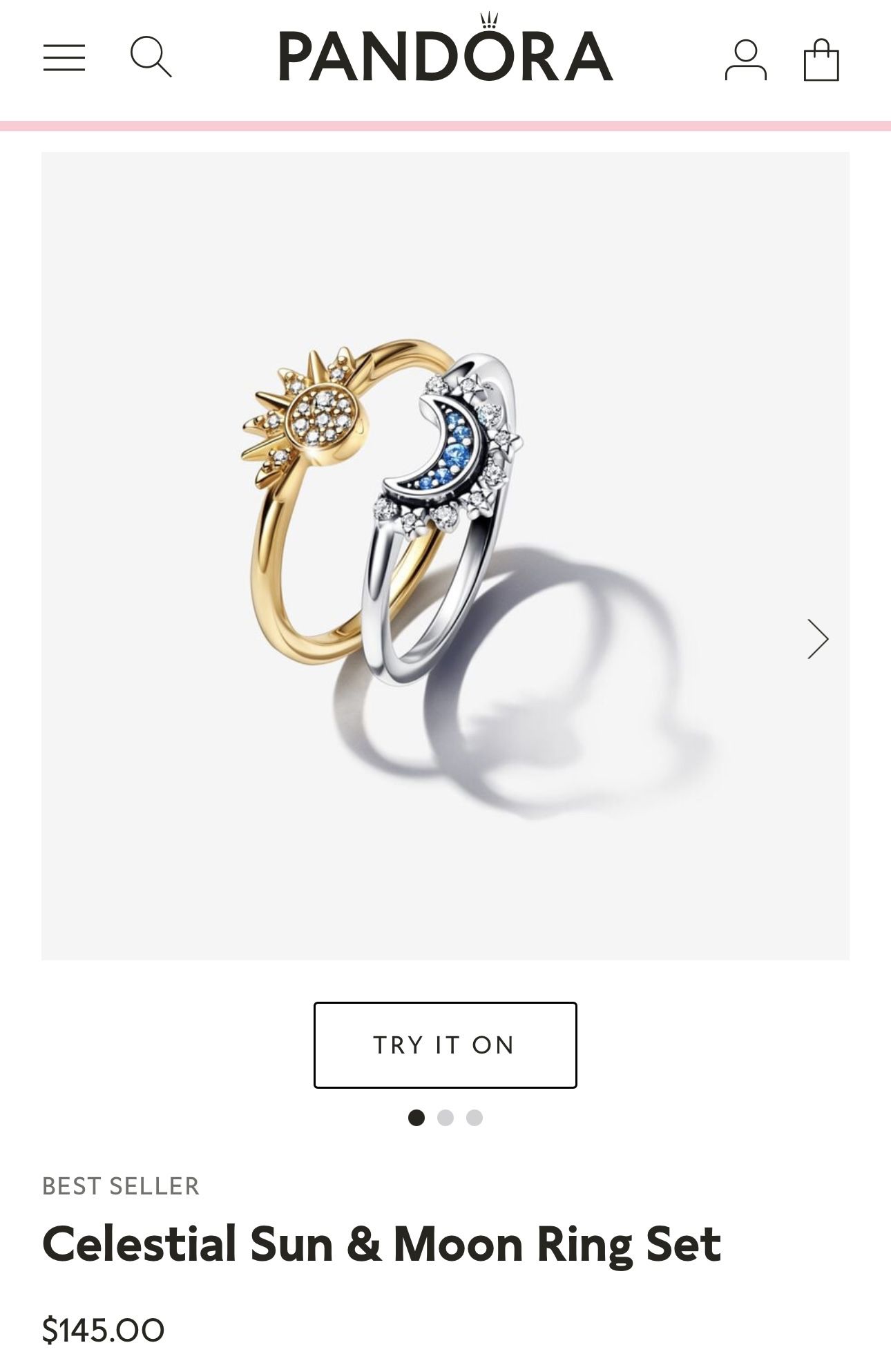 Celestial Sparkling Sun and Moon Ring set 
