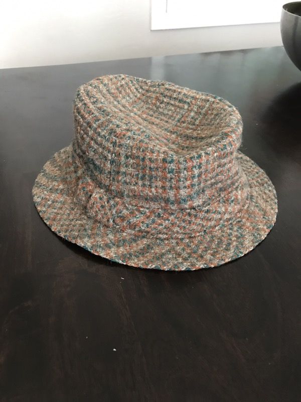 Millars Clifden Connemara Irish Wool Tweed Bucket Hat Brown Yellow Glen Plaid