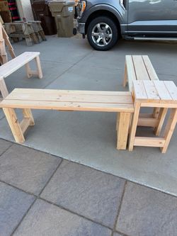 Handmade Wood Benches Set of 3