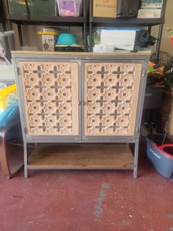 Industrial boho-style cabinet