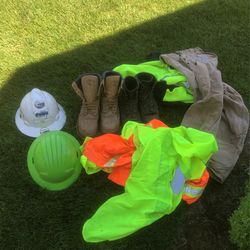 Full Brim Hard Hats Safety Toe Boots Size 10 Hi Vis Carhartt Bibs