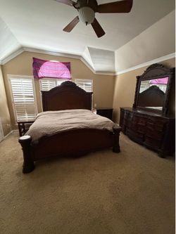 California king size bed with dresser and night stand