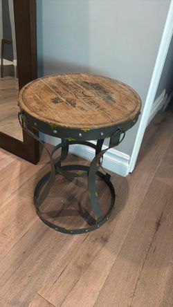 side table wine barrel