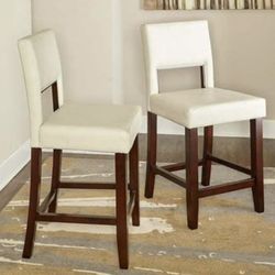 Linon Warren Faux Leather 24-inch Counter Stool- Cream-White